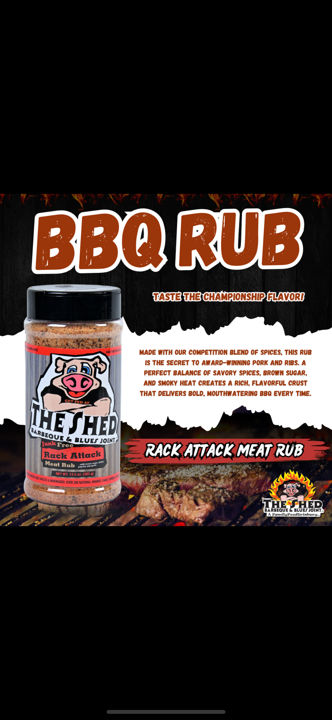 Rack Attack Pork Rub 13oz Shaker